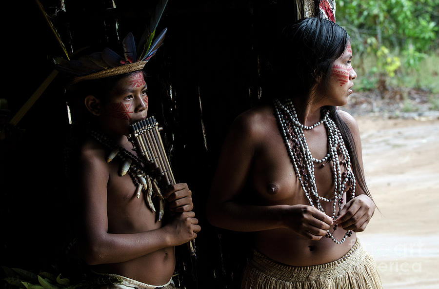 Boy And Girl Of The Amazon Photograph by Bob Christopher