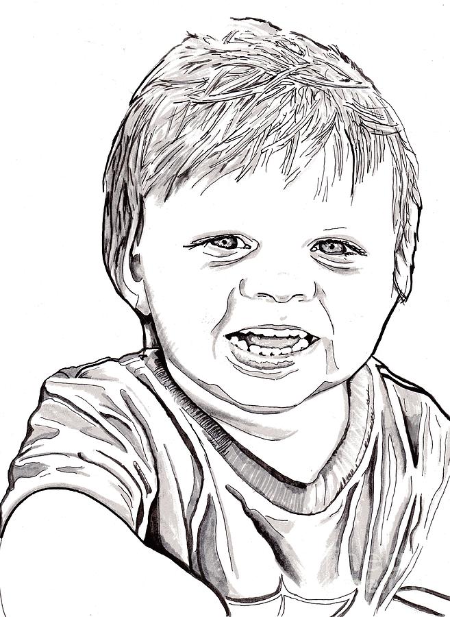 Boy Drawing by Bill Richards