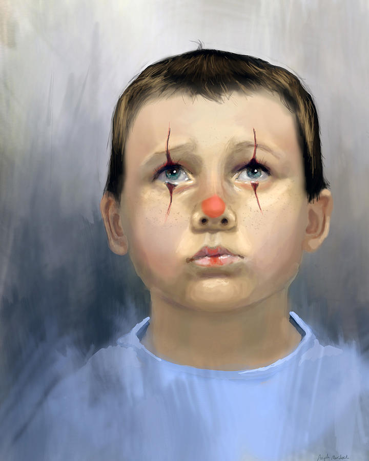 Portrait Digital Art - Boy Clown by Angela Murdock