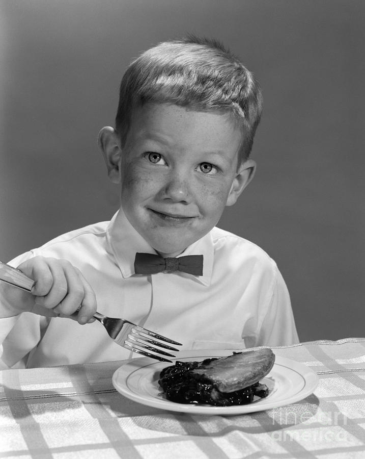Boy Eating Dessert, C.1960s Photograph by H. Armstrong Roberts/ClassicStock
