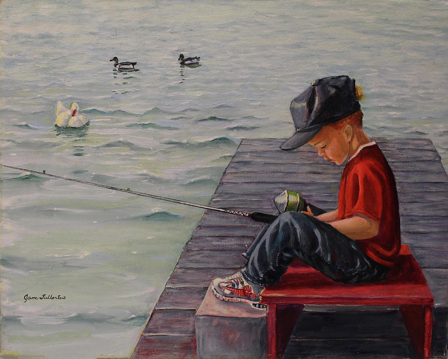 Boy Fishing Painting by Jane Fullerton - Pixels