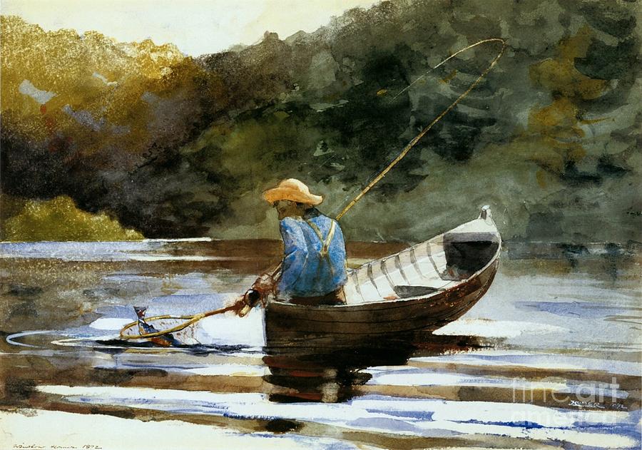 Boy Fishing  Painting by MotionAge Designs