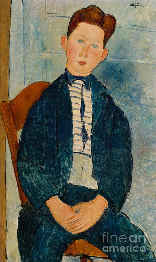 Boy in a Striped Sweater, 1918 Painting by Amedeo Modigliani