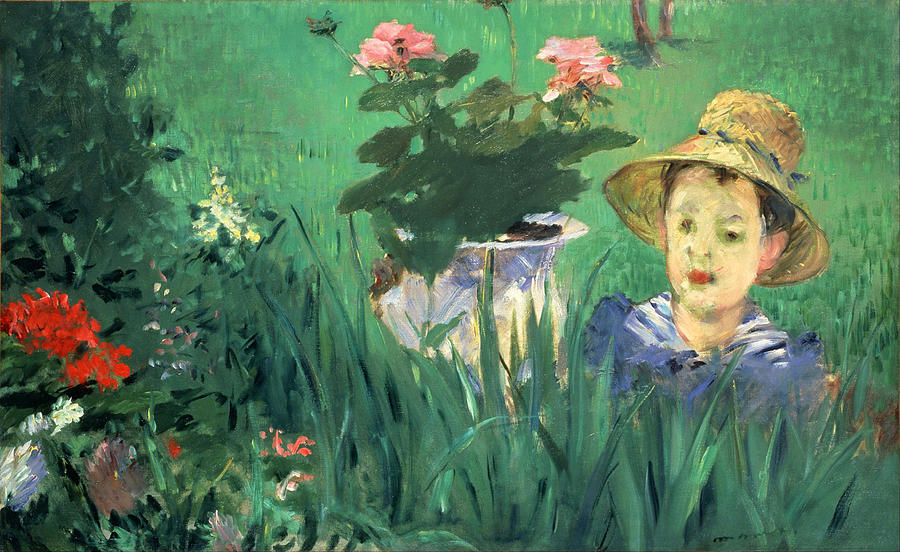 Boy in Flowers. Jacques Hoschede Painting by Edouard Manet