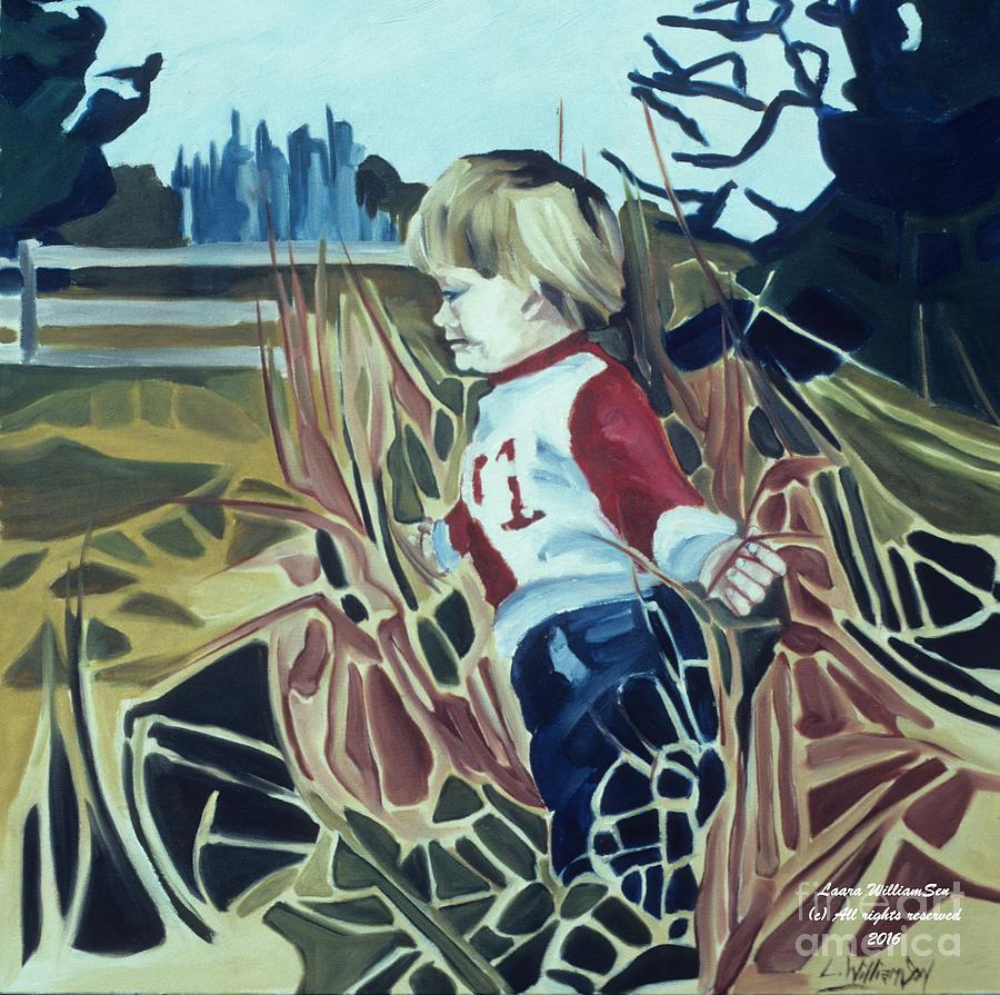 Boy In Grassy Field Painting by Laara WilliamSen