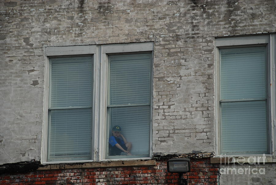 Boy in Window Photograph by Jim Goodman