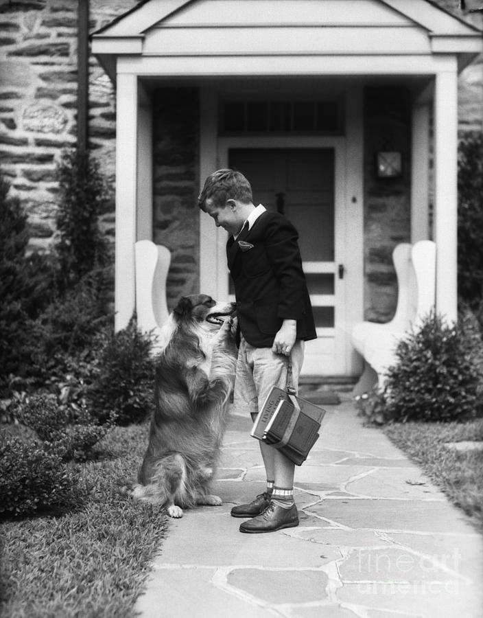 Boy Leaving For School, C.1930s Photograph by H. Armstrong Roberts/ClassicStock