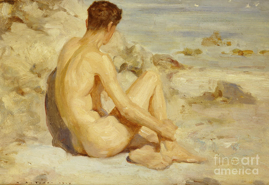 Boy on a Beach Painting by Henry Scott Tuke