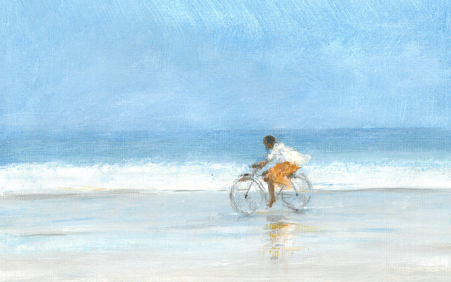 Boy On A Bike  One Painting by Lincoln Seligman