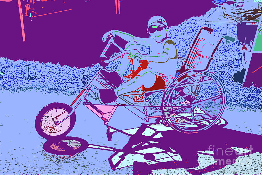 Boy On A Tricycle Blue Purple Digital Art by Chris Taggart