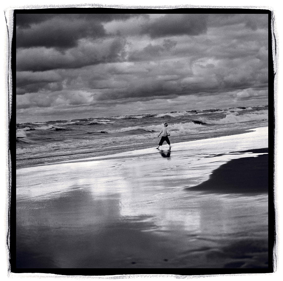 Nature Photograph - Boy On Shoreline by Steve Gadomski