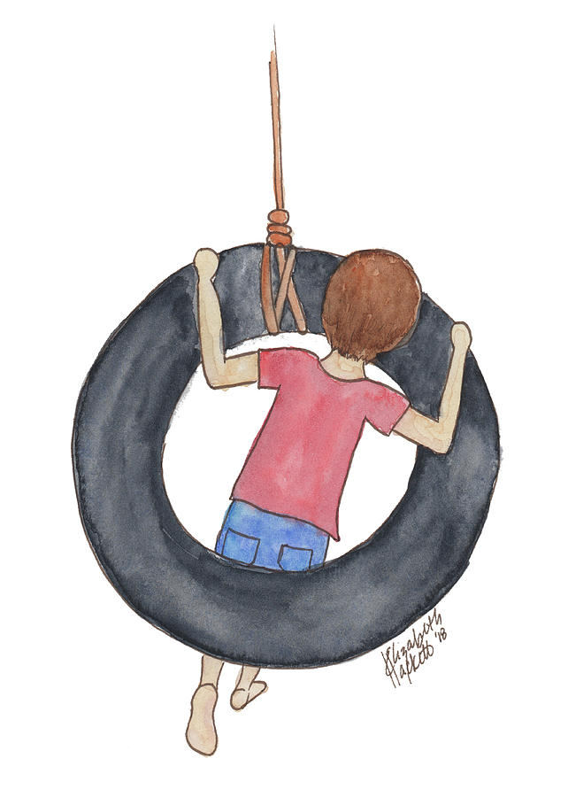 Boy on Swing 1 Painting by Betsy Hackett