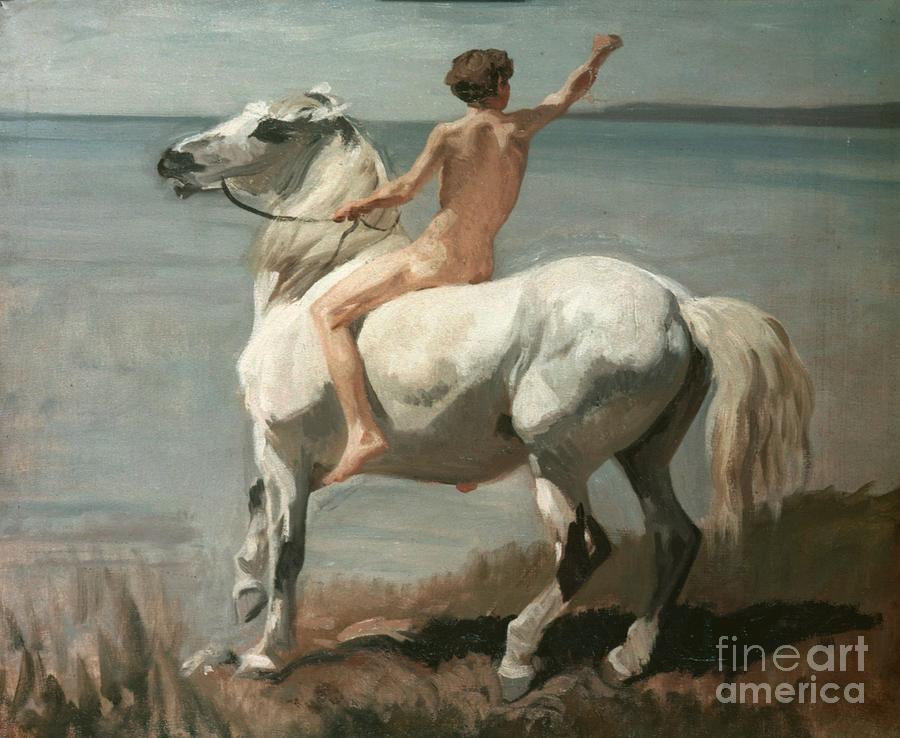 Boy On The White Horse Painting by MotionAge Designs