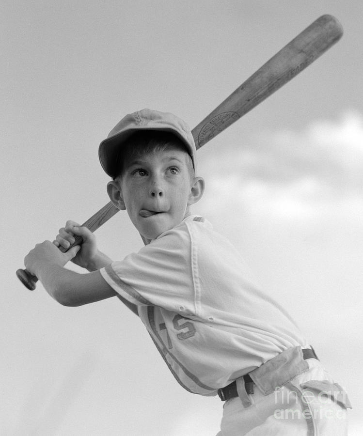 Boy Playing Baseball, C.1960s Photograph by Debrocke/ClassicStock