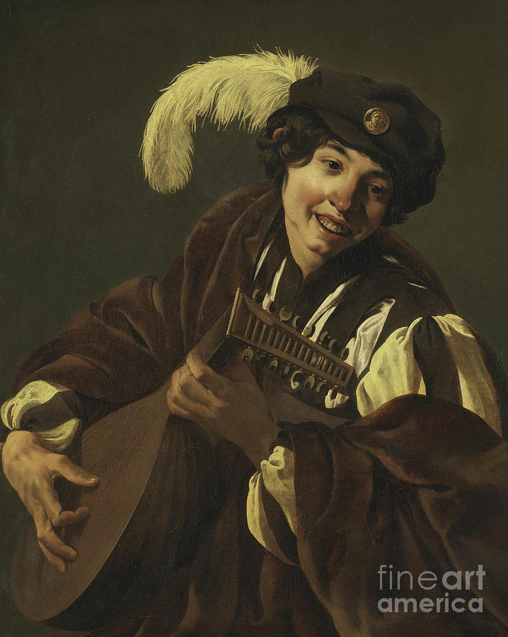 Music Painting - Boy playing the Lute by Hendrick Ter Brugghen