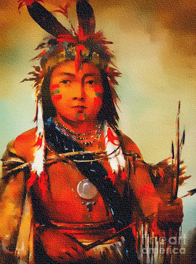 Boy Portrait - Ojibwe/Chippewa Tribe Painting by Ian Gledhill
