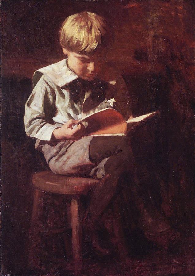 Boy Reading Painting by MotionAge Designs