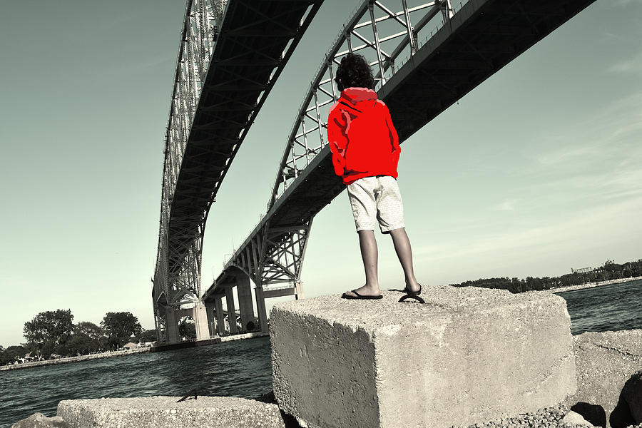 Black Digital Art - Boy Under Bridge by Gary Smith