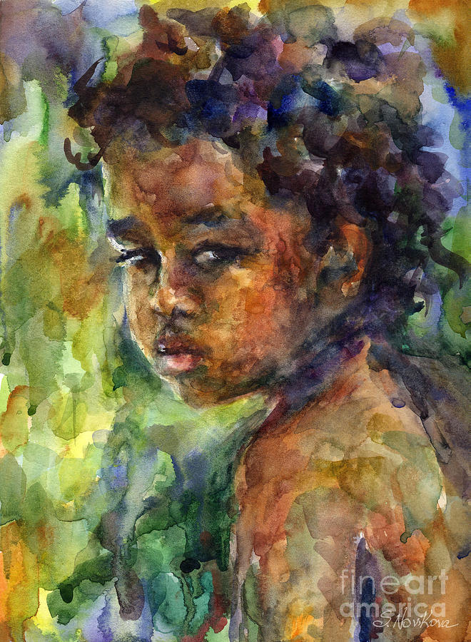 Boy Watercolor Portrait Painting by Svetlana Novikova