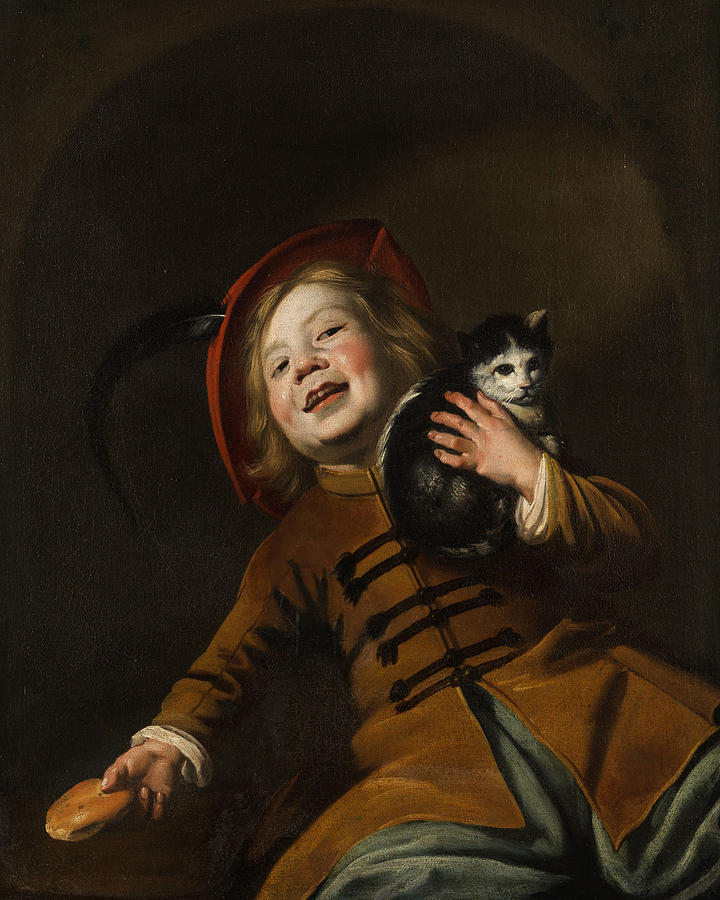 Boy with a cat Painting by Judith Leyster