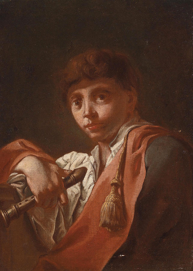 Boy with a Flute Painting by Domenico Maggiotto
