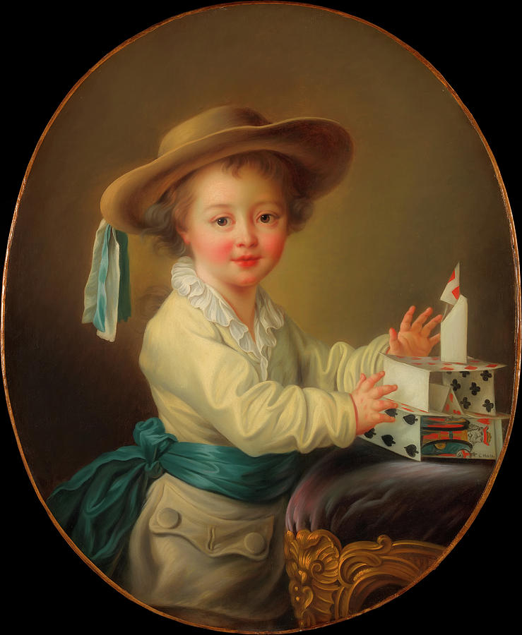 Vintage Painting - Boy With A House Of Cards                                   by Mountain Dreams