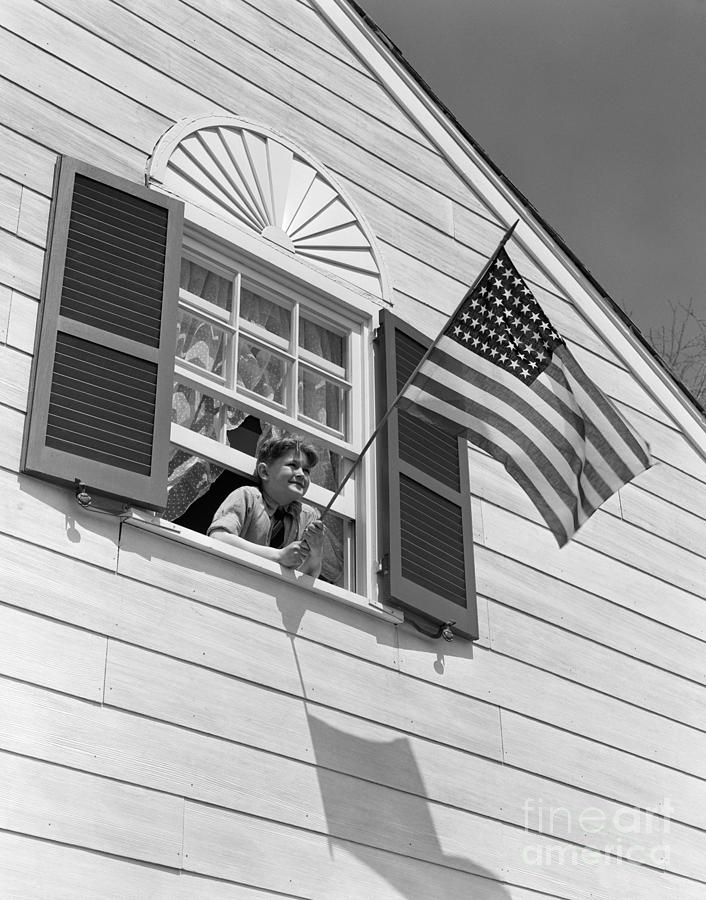 Boy With American Flag, C. 1940s Photograph by H. Armstrong Roberts/ClassicStock