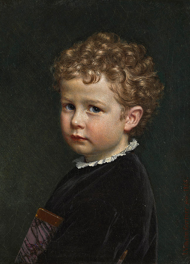 Boy with Curly Hair Painting by Johan Vilhelm Gertner