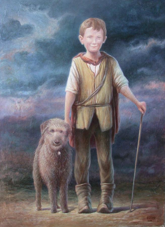 Boy with Dog Painting by Hans Droog