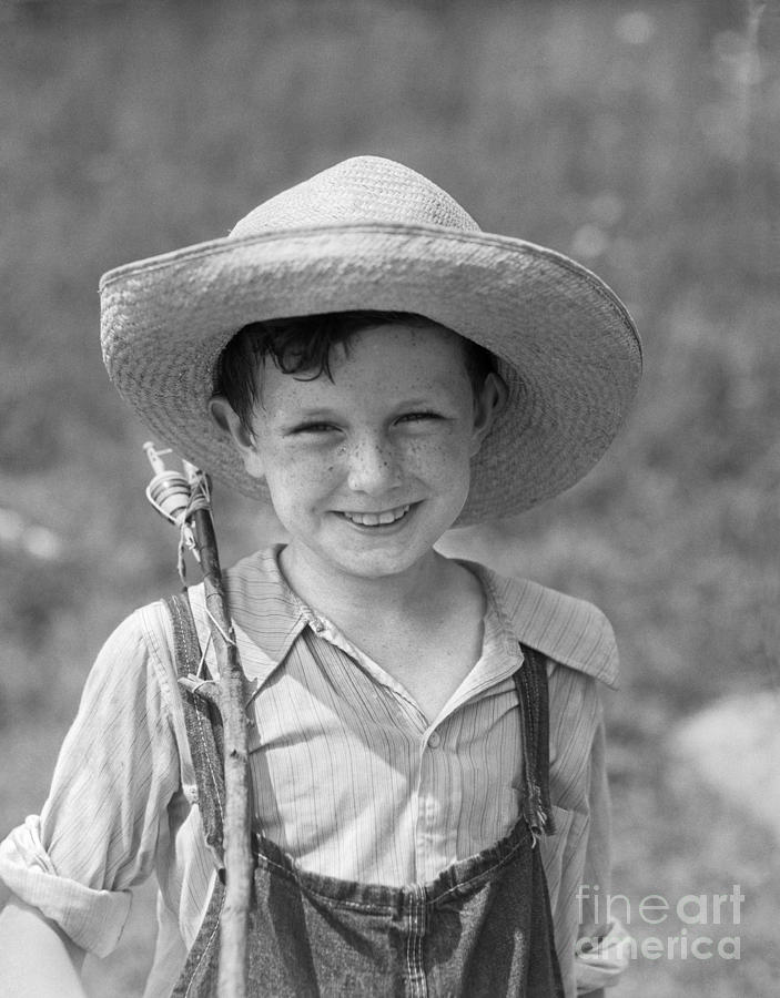 Boy With Fishing Pole, C.1930s Photograph by H. Armstrong Roberts/ClassicStock