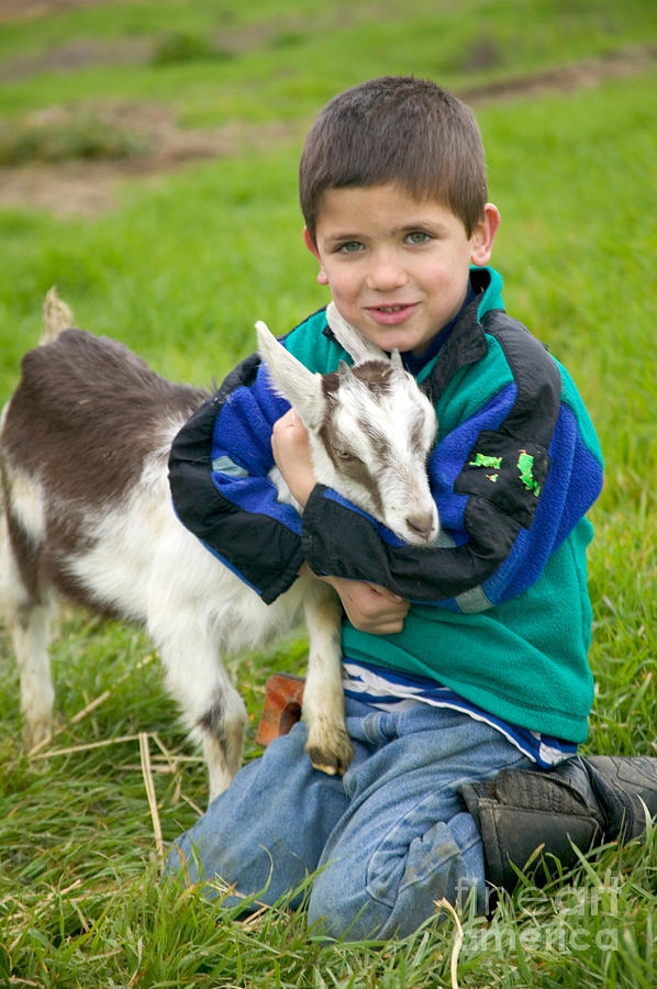 Boy With Goat Photograph by Inga Spence
