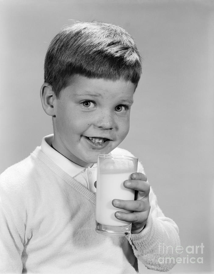 Boy With Milk, C.1960s Photograph by H. Armstrong Roberts/ClassicStock