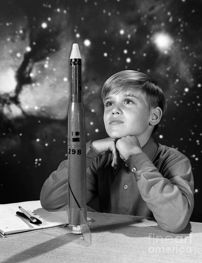 1950s Photograph - Boy With Model Rocket, C.1960s by H Armstrong Roberts ClassicStock