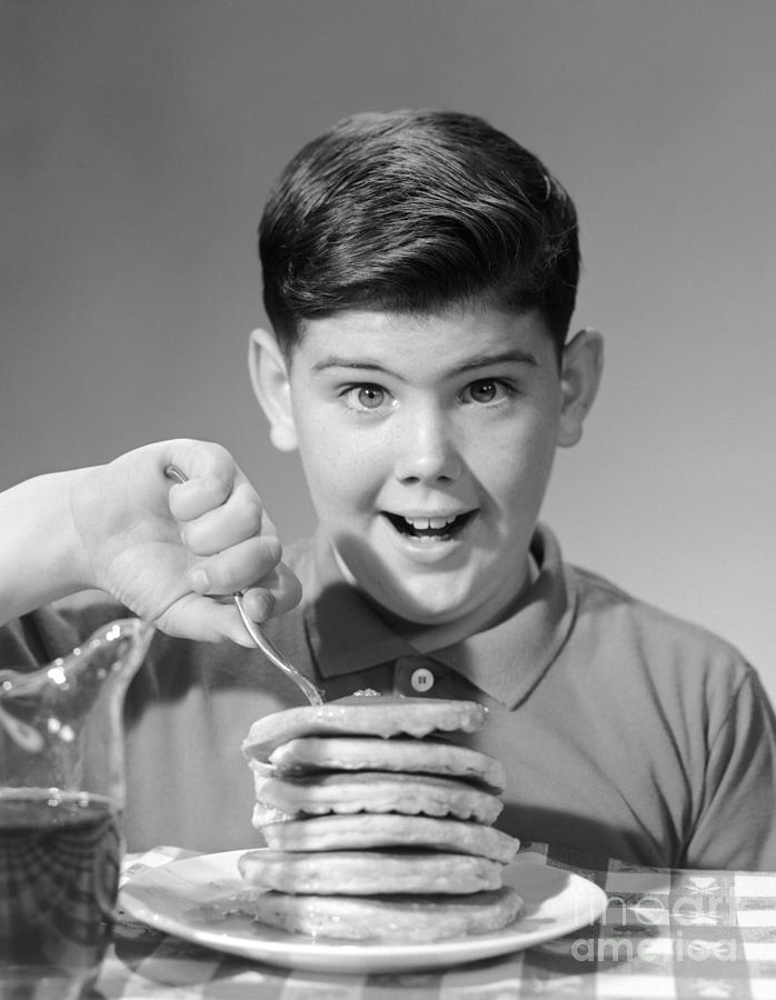 Boy With Pancakes, C.1960s Photograph by H. Armstrong Roberts/ClassicStock