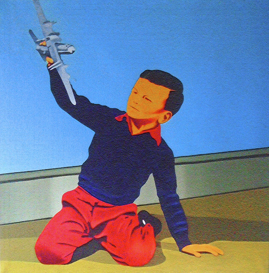 Boy With Plane Painting by Steve Fields