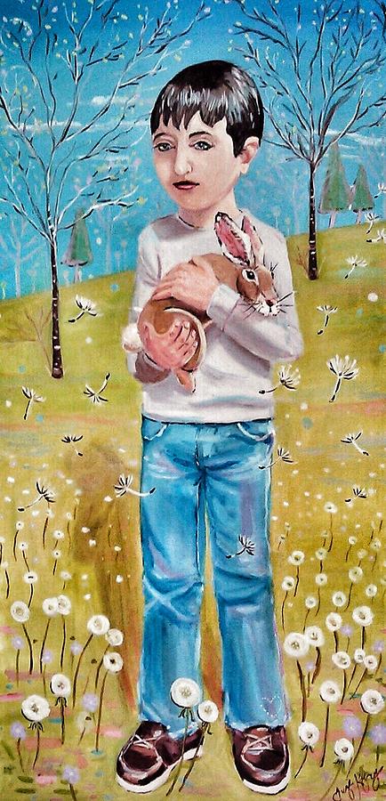 Boy with Rabbit Painting by Jennifer Kafoury - Fine Art America