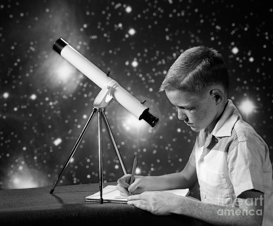 Space Photograph - Boy With Telescope, C.1960s by H. Armstrong Roberts/ClassicStock