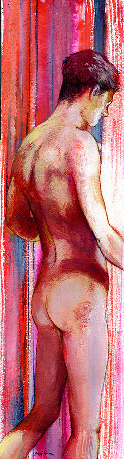 Male Figure Painting - Boy With Vertical Lines by Rene Capone