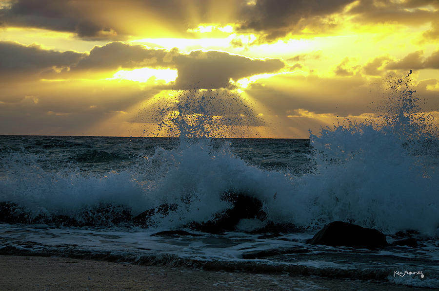 Juno Photograph - Boynton Inlet Heavenly Sunrise And Waves by Ken Figurski