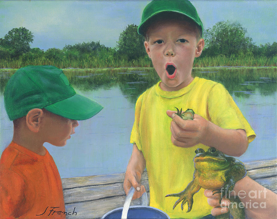 Boys and Frogs Painting by Jeanette French