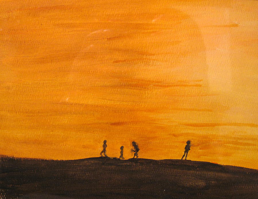 Sunset Painting - Boys at Sunset by Ian  MacDonald
