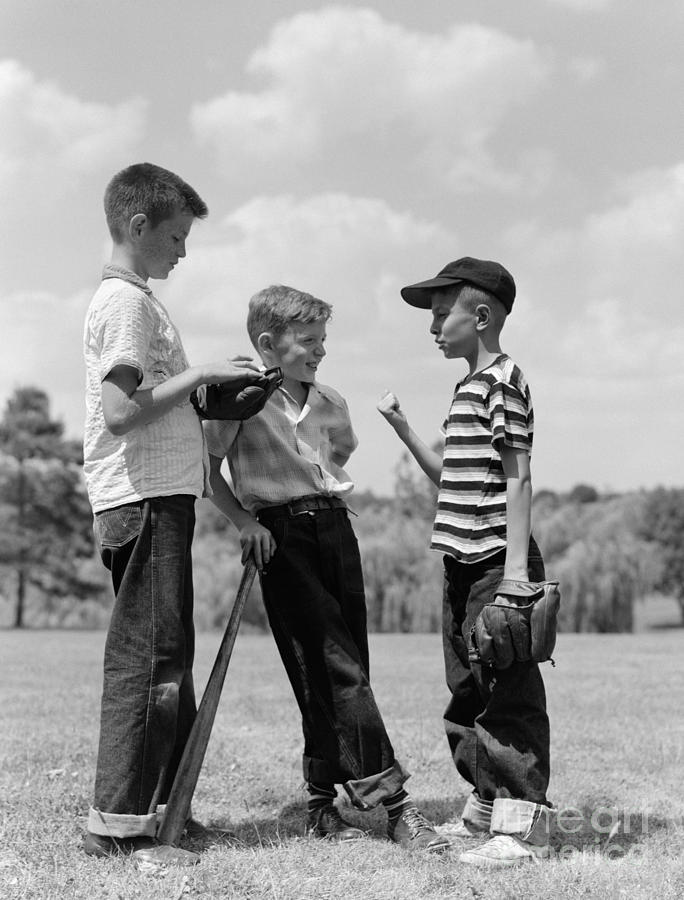 Boys Discussing Baseball, 1950s Photograph by H. Armstrong Roberts/ClassicStock