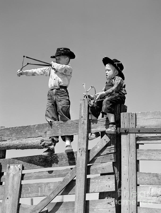 Boys Dressed As Cowboys, C.1950s Photograph by D. Corson/ClassicStock