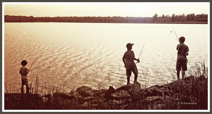 Boys Fishing at Dusk Photograph by A Macarthur Gurmankin