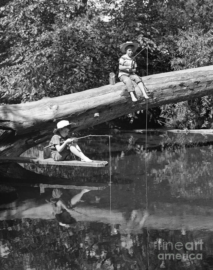 Boys Fishing In A Stream Photograph by H. Armstrong Roberts/ClassicStock