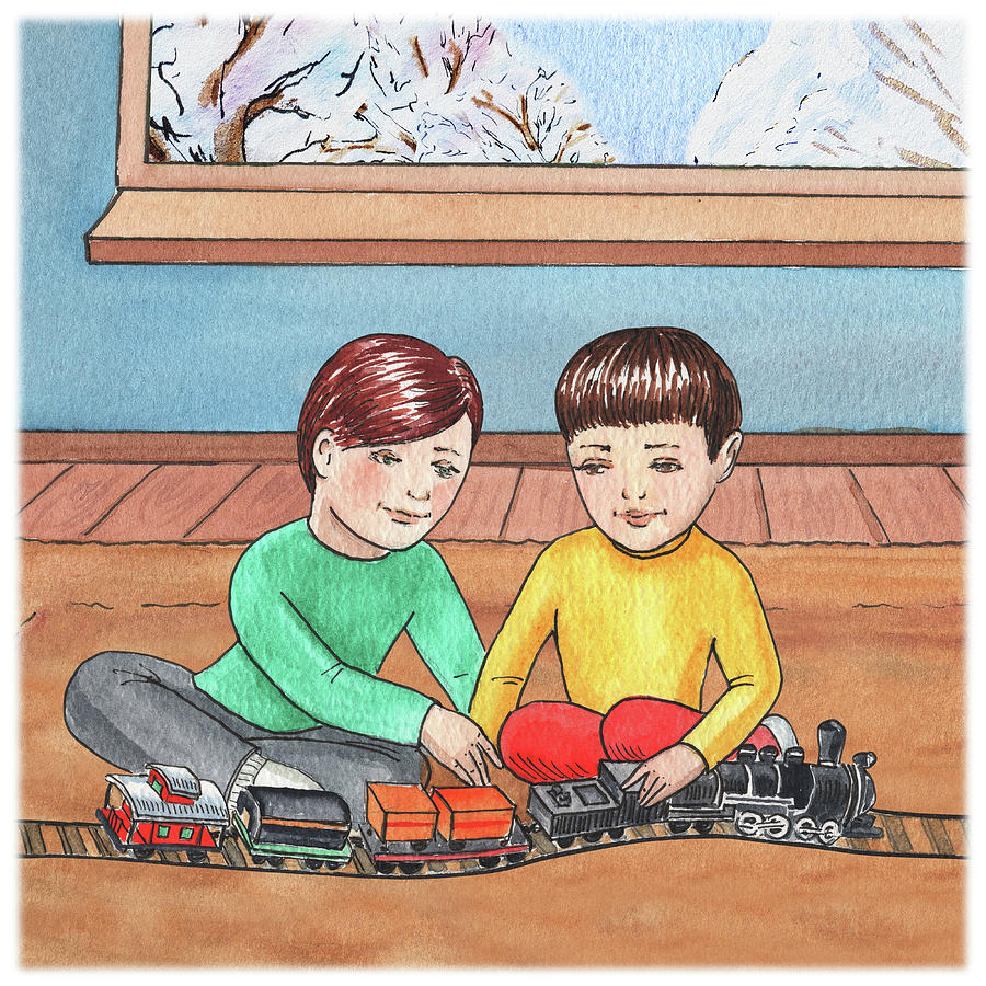 Boys Like Trains Painting by Irina Sztukowski