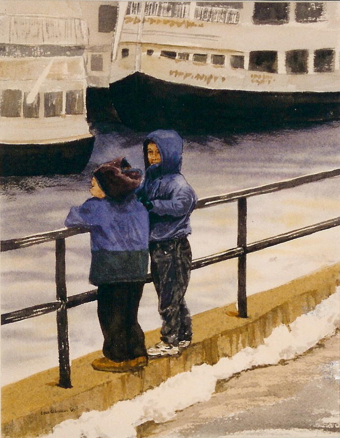 Boys n Boats Painting by Lynn Babineau