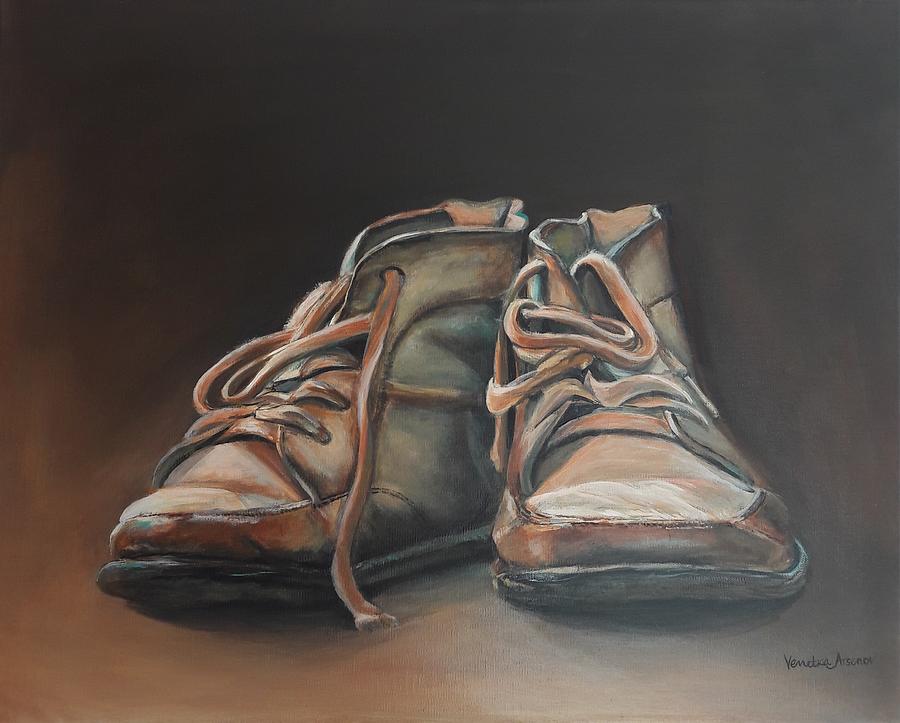 Boy's old shoes Painting by Venetka Arsenov