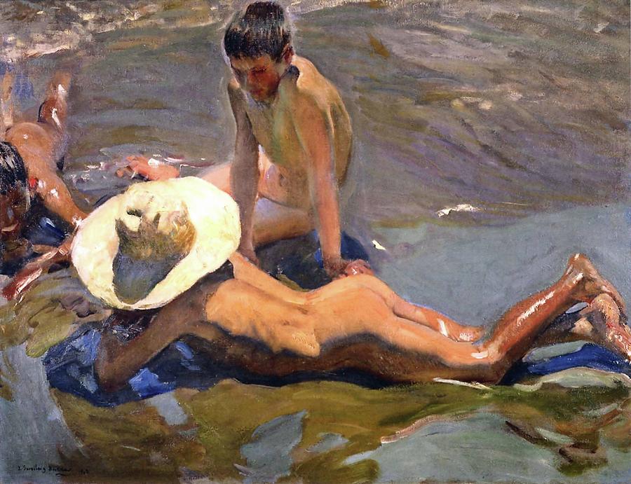 Boys on the Beach of 1908 Painting by Juaquin Sorolla