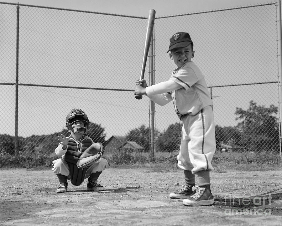 Boys Playing Baseball, C. 1960s Photograph by H. Armstrong Roberts/ClassicStock